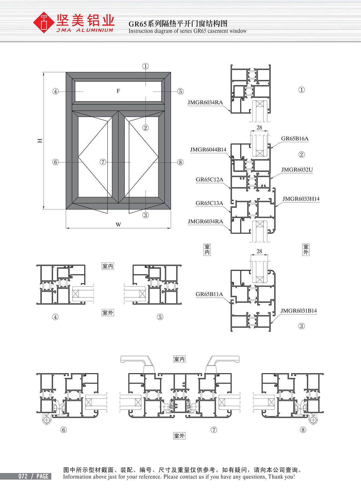 GR65系列隔热平开门窗结构图-2