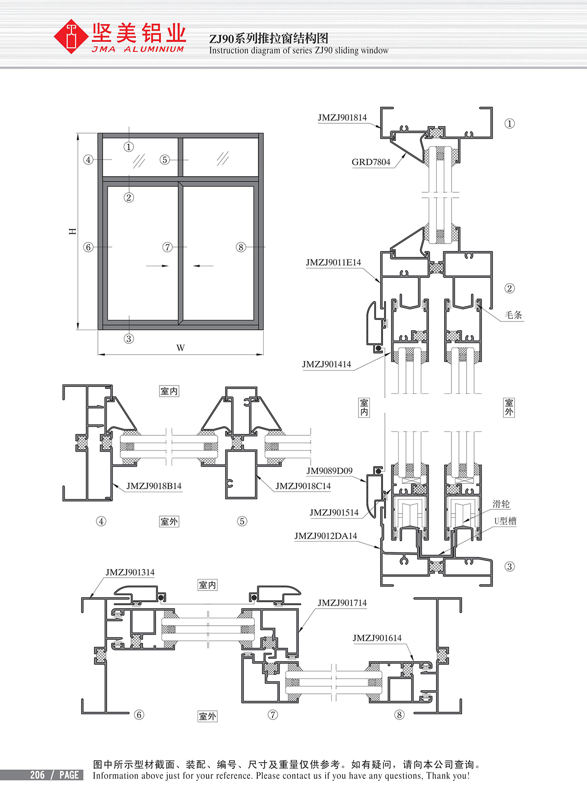 ZJ90系列推拉窗结构图-2