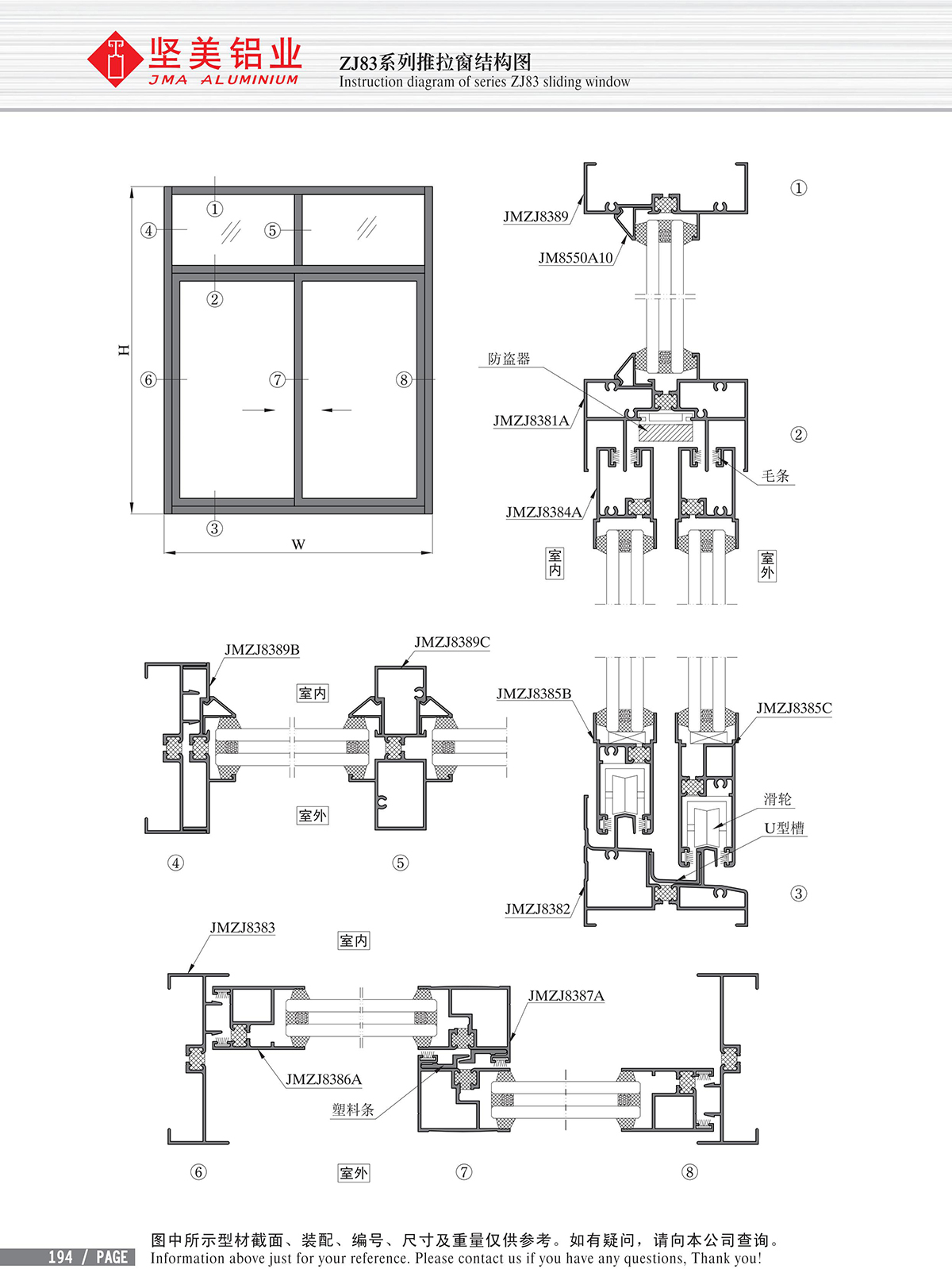 ZJ83系列推拉窗结构图